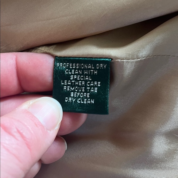 Ralph Lauren green label Cream Trench Coat Brown Collar double breasted crop - Picture 5 of 7